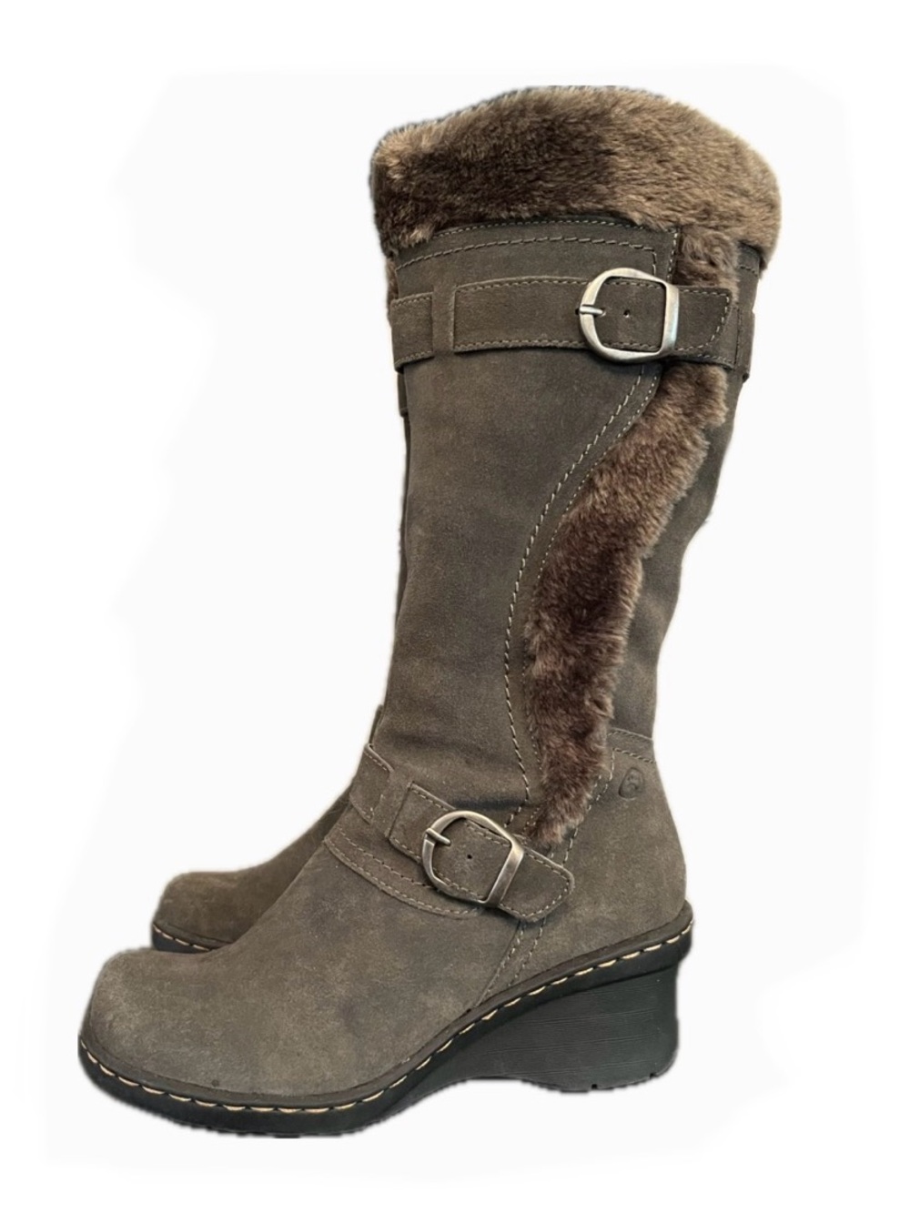 BareTraps Catchy Taupe Suede Leather
Wedge Boots, 9.5